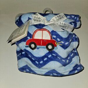 NEW Le Bebe Favorite Blue Fleece Baby Blanket Roads Red Car 30" x 40"